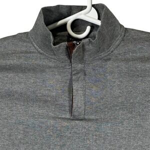 Tahari Mens Grey Herringbone Print Quarter Zip Pullover Viscose Sweater Size M
